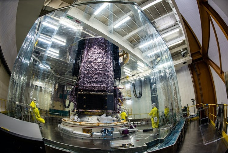 James Webb Space Telescope on the Ariane 5 in clean room