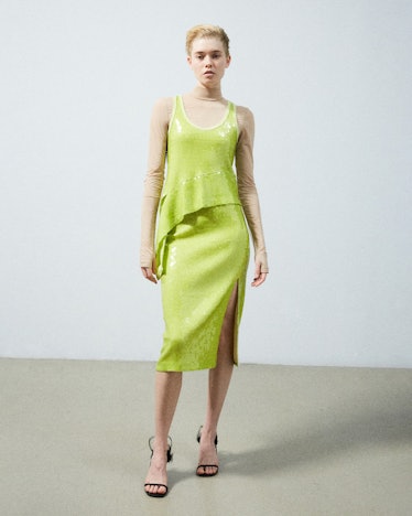 Helmut Lang lime green two piece