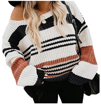 MEROKEETY  Long Sleeve Knit Sweater