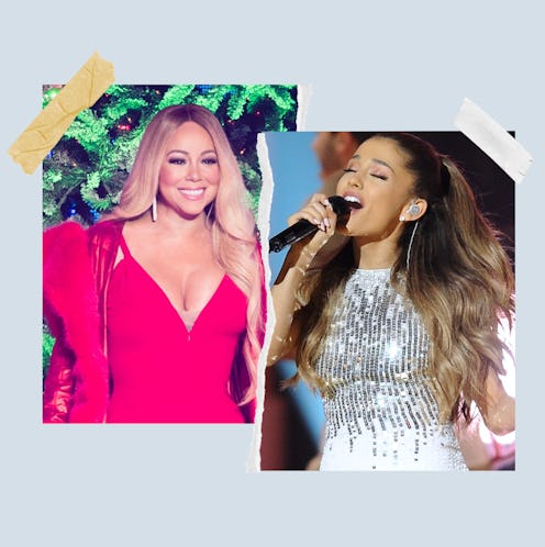 Popular female singers Mariah Carey and Ariana Grande in a collage