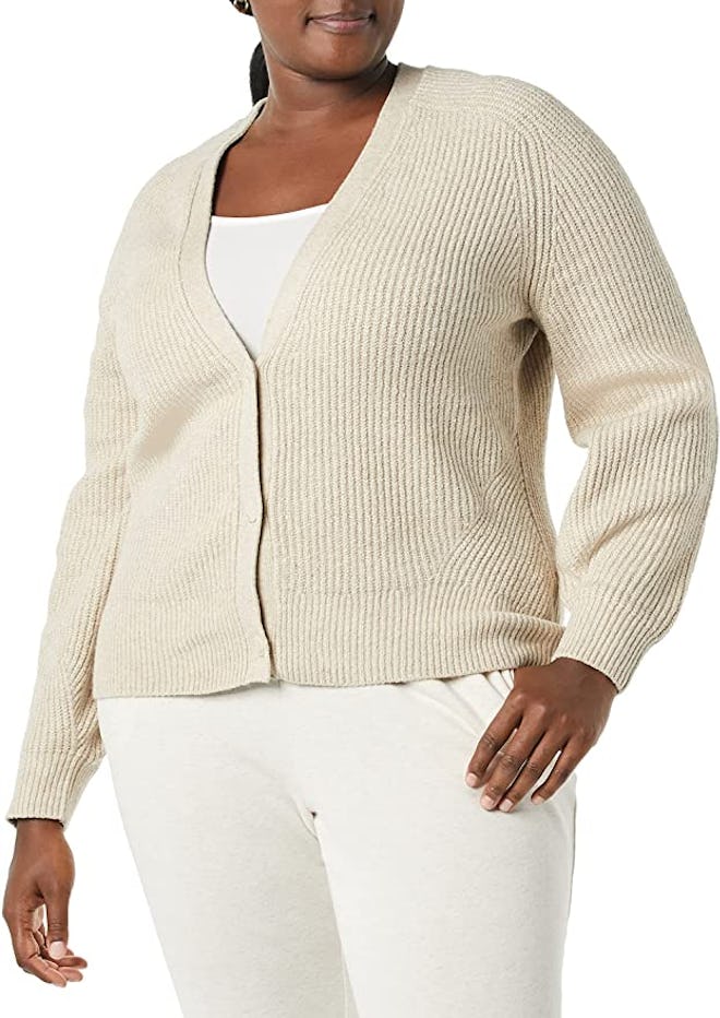 Amazon Essentials Women's Soft Touch Ribbed Blouson Cardigan