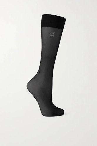Wolford's Black Crystal-Embellished Stretch-Tulle Socks. 