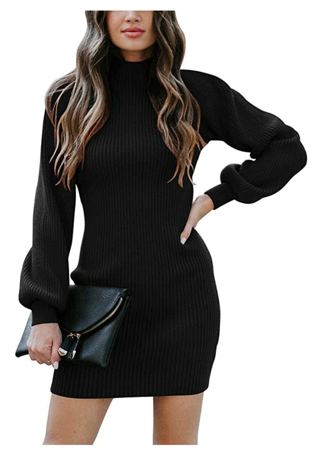 ANRABESS Turtleneck Long Sweater Dress