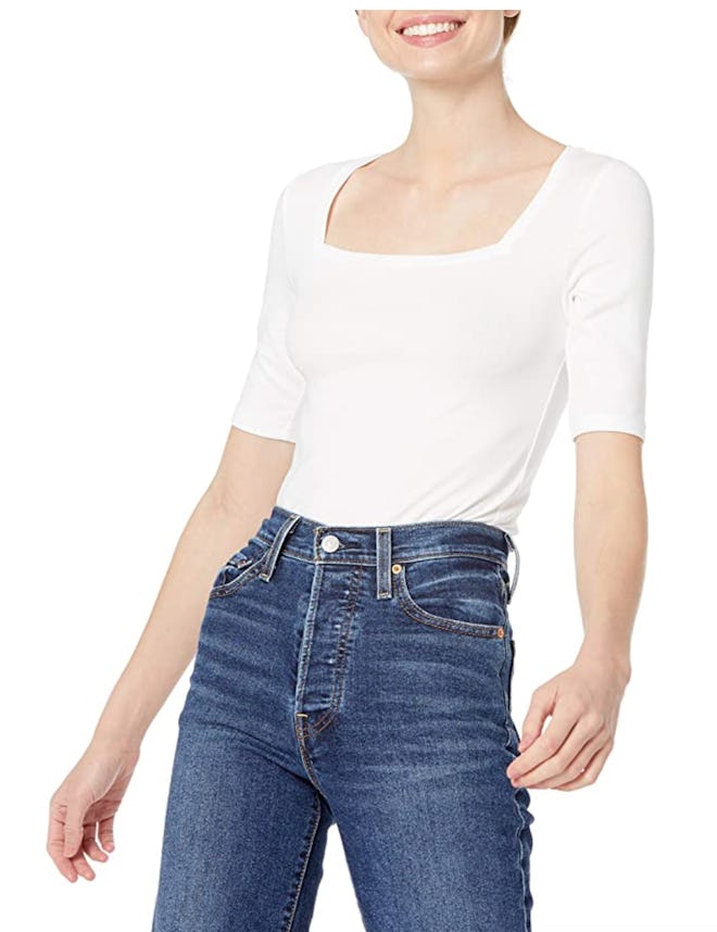 Amazon Essentials Slim-Fit Half-Sleeve Square-Neck T-Shirt