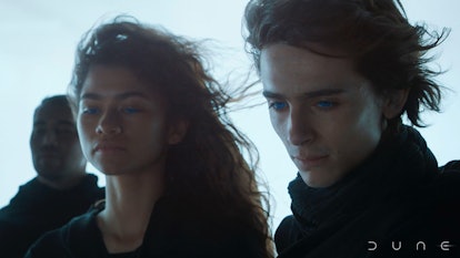 Zendaya and Timothee Chalamet in 'Dune' (2021). Photo courtesy of Warner Bros. Pictures.