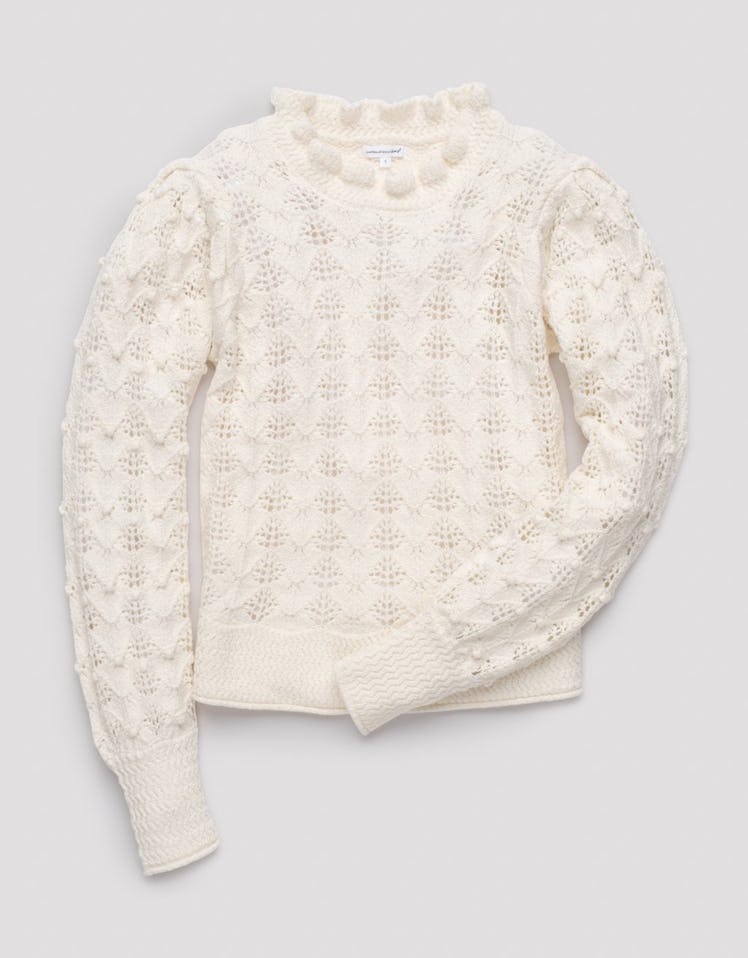 Unsubscribed white crochet sweater.