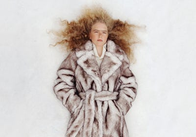 Model wears Katimo's faux fur coat.