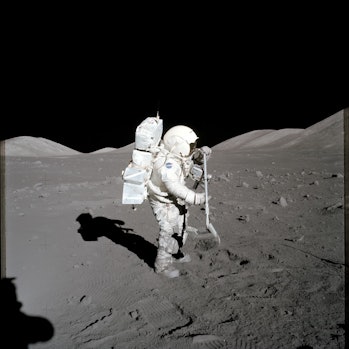 Harrison H. Schmitt collects moon rocks