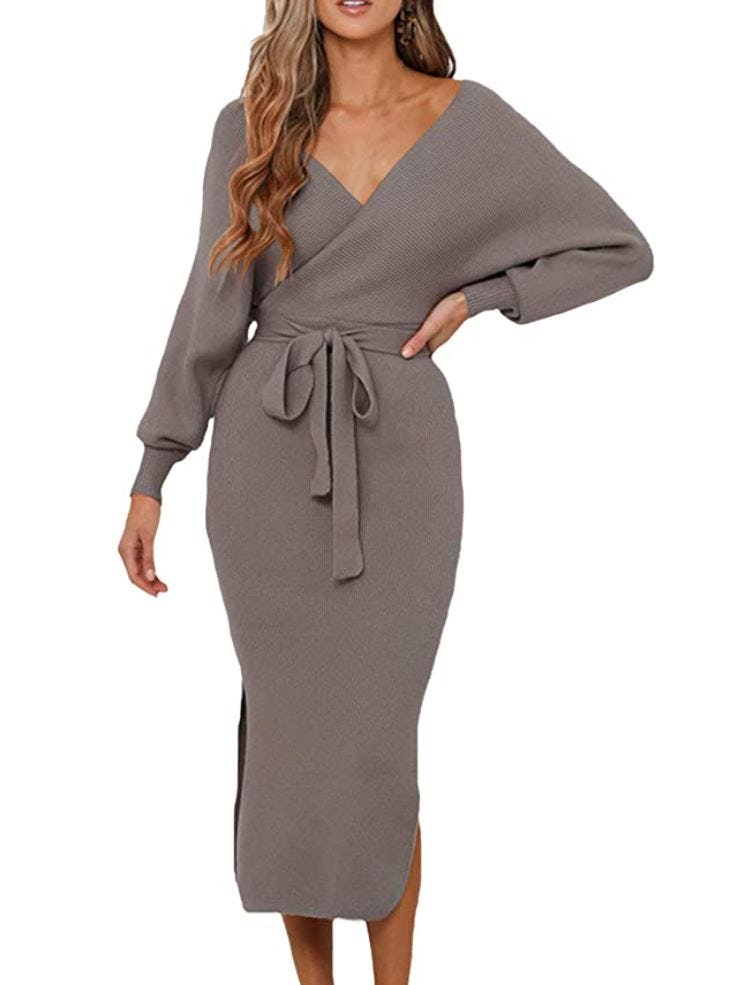 Selowin Belted Sweater Dress