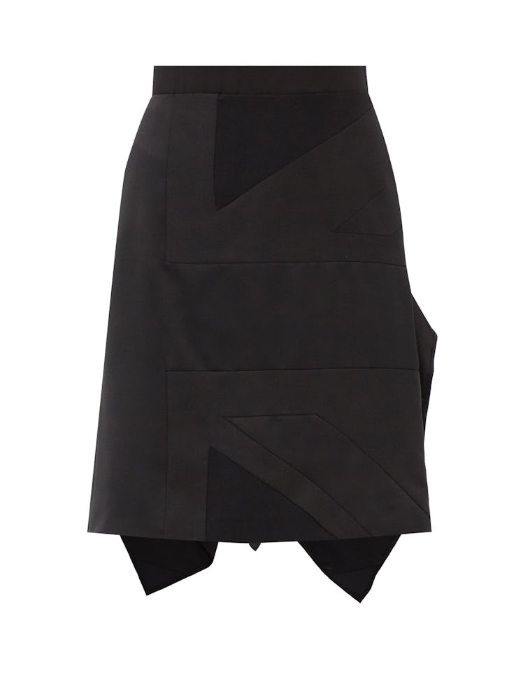 Burberry asymmetrical black pencil skirt.