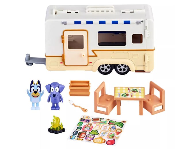 Product image for Bluey & Jean Luc's Caravan Adventures Playset; best gifts for 3-year-olds