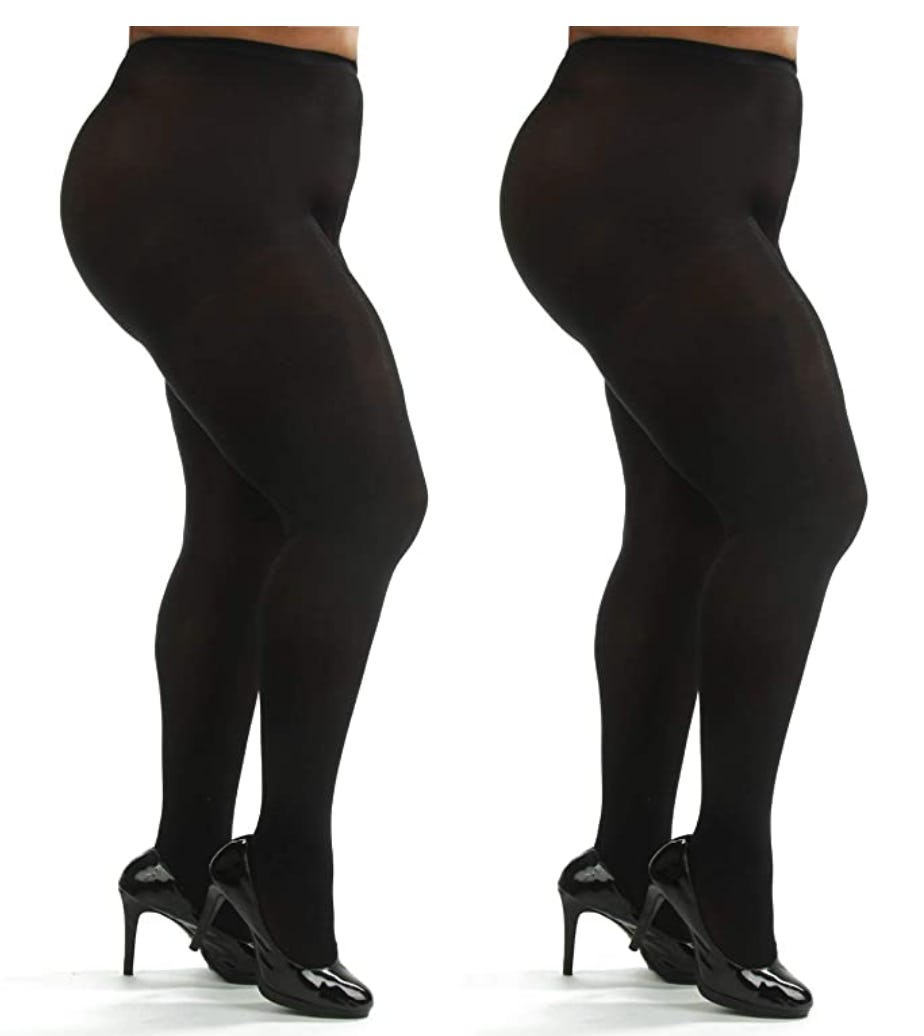 Silky Toes Plus Size Opaque Microfiber Tights  (2 Pairs)