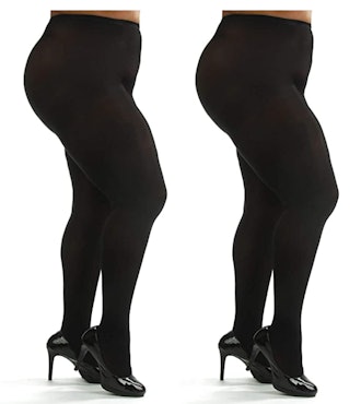 Silky Toes Plus Size Opaque Microfiber Tights  (2 Pair) 