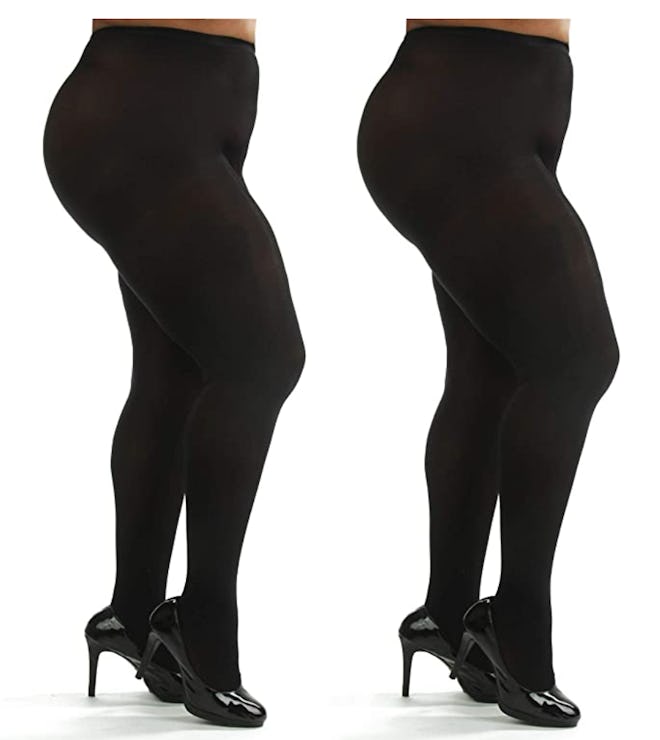 Silky Toes Plus Size Opaque Microfiber Tights  (2 Pairs) 