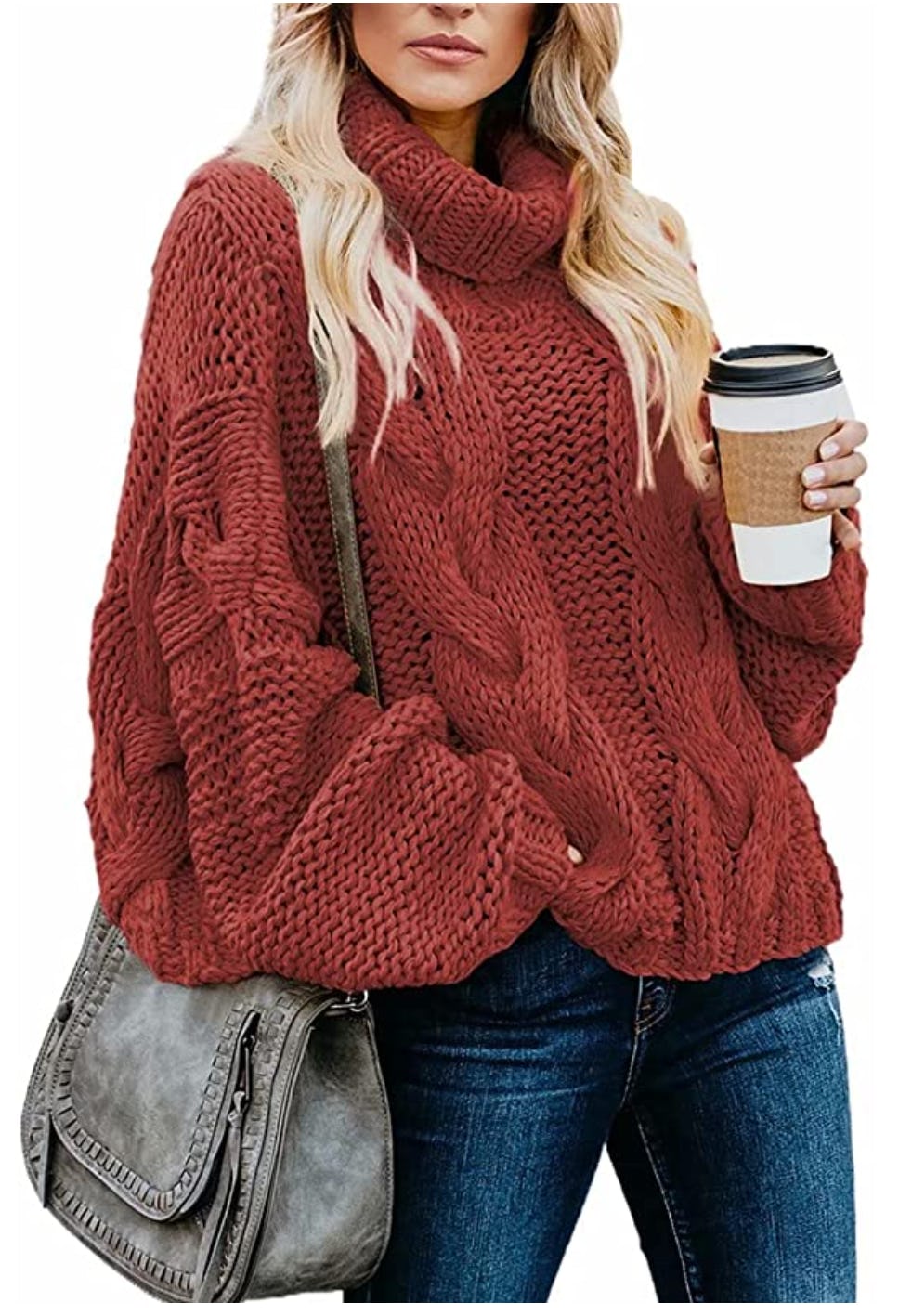 Dokotoo Turtleneck Balloon Sleeve Sweater