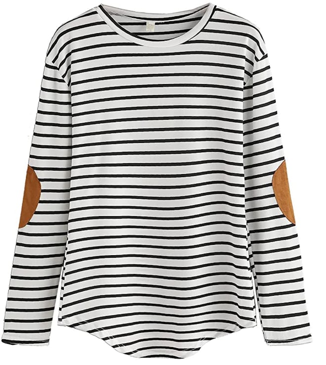 Milumia Elbow Patch Striped T-Shirt