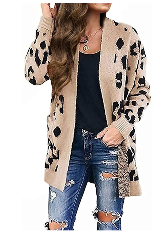 MEROKEETY Open Front Knit Cardigan