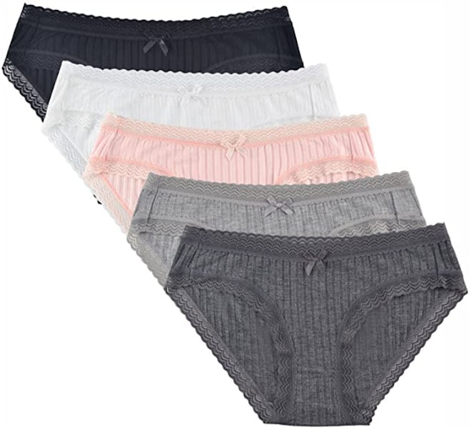 KNITLORD Lace-Trim Underwear (5-Pack)