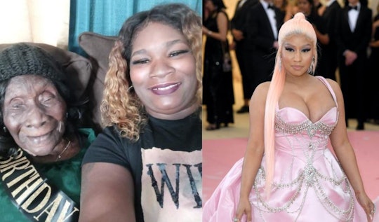Nicki Minaj sends balloons and flowers to 104-year-old Madie Scott for her birthday.