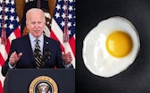 Diptych: Joe Biden and fried egg.