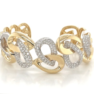 Yellow, White Gold & Diamond Statement Cuff