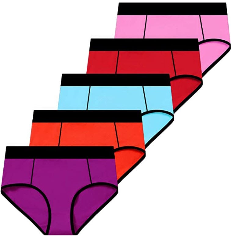 Molasus Soft Cotton Mid-High Waisted Full Coverage Panties (5-Pack)