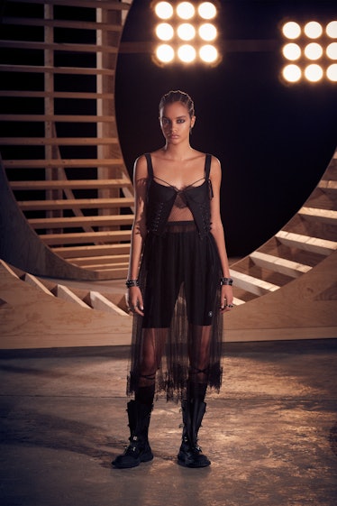 Model in black sheer dress from Dior pre-fall 2022