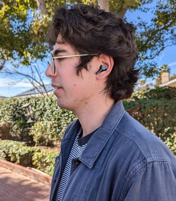 The OnePlus Buds Z2 in an ear outside.