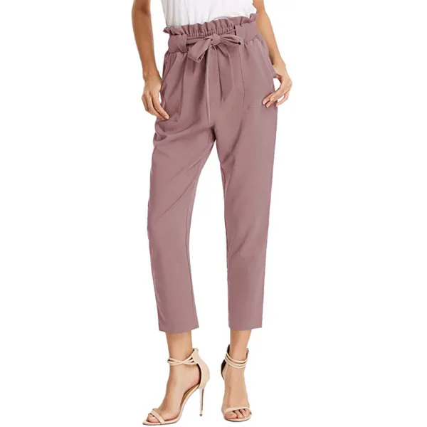 GRACE KARIN Cropped Paper Bag Waist Pants with Pockets
