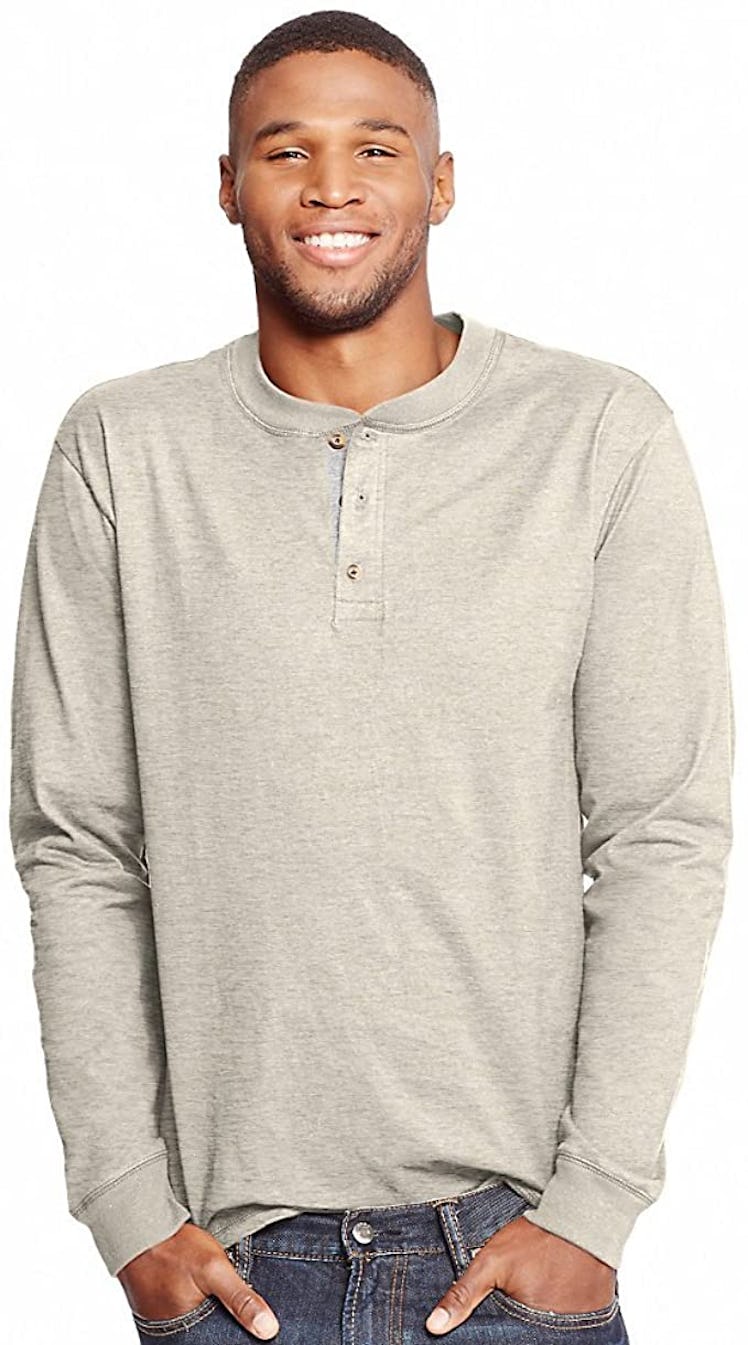 Hanes Long Sleeve Henley Shirt