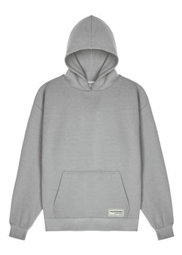 The Giving Moment oversize gray hoodie.