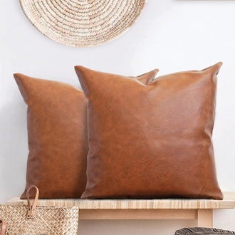 Two Queens Lane Faux Leather Pillow Cover (Set of 2)