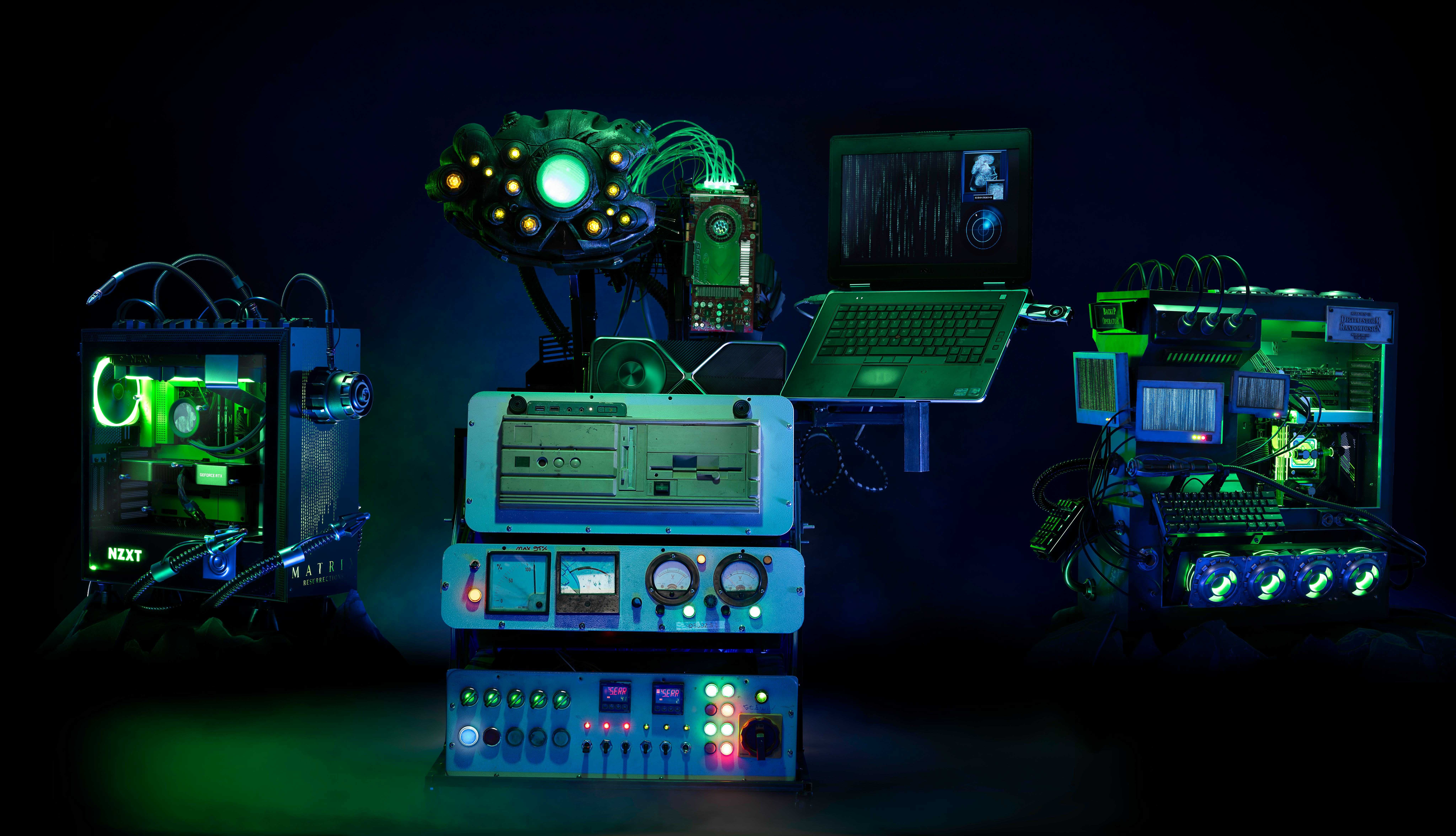 The Matrix Resurrections-themed custom PCs from Nvidia's and Warner Bros. giveaway. 