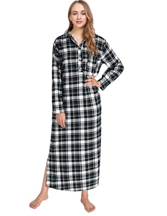 Latuza Full-Length Plaid Flannel Nightgown