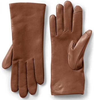 Lands' End EZ Touch Cashmere Lined Leather Gloves 