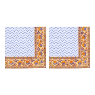 Juhi Chevron Napkins, Periwinkle & Yellow - A Pair