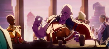 Thanos sitting with a dog in "What If"