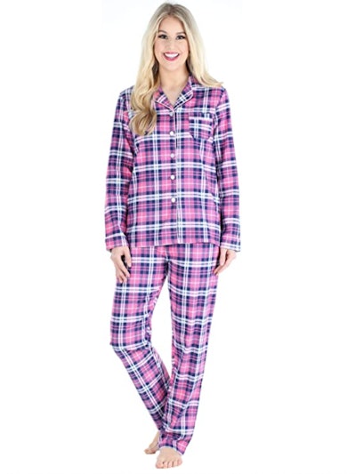 PajamaMania Cotton Flannel Button-Down Pajama Set