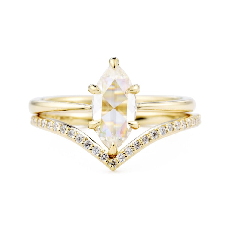 A moissanite bridal ring set by Valerie Madison