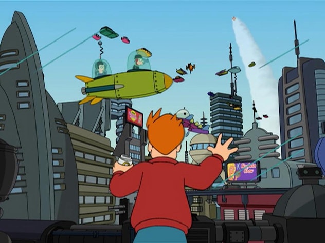 Watch Futurama’s Space Pilot 3000 episode on Hulu, Disney+, and Amazon Prime.