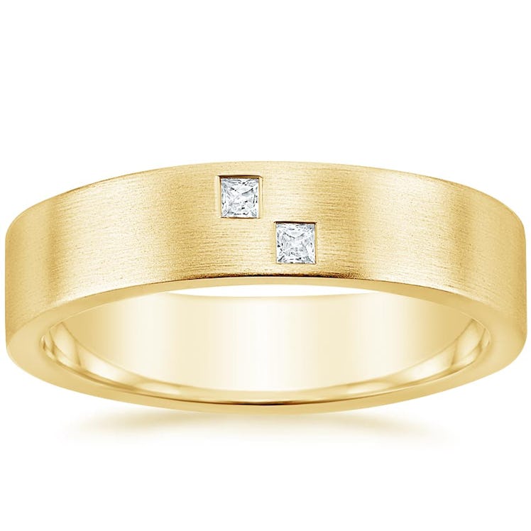 A brushed gold diamond band by Brilliant Earth