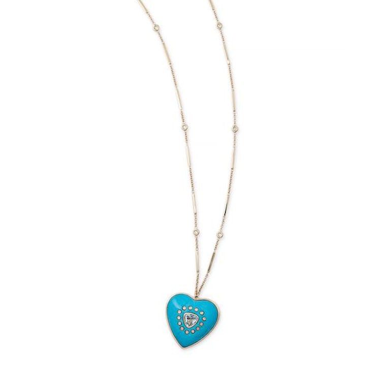 Turquoise heart locket by Jacquie Aiche