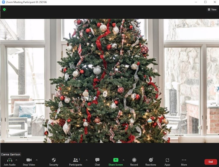 These Christmas tree Zoom backgrounds feature so many colorful decorations.