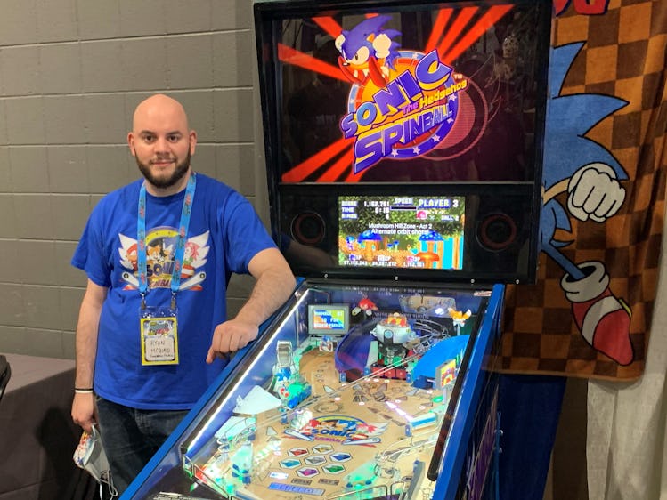 Ryan McQuaid and his Sonic pinball machine