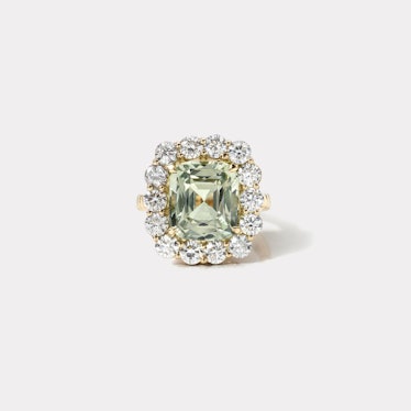 A Green Sapphire and Diamond Heirloom Bezel Ring by Retrouvaí