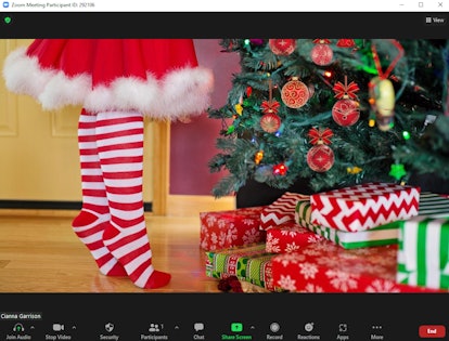 These Christmas tree Zoom backgrounds include cute holiday designs.