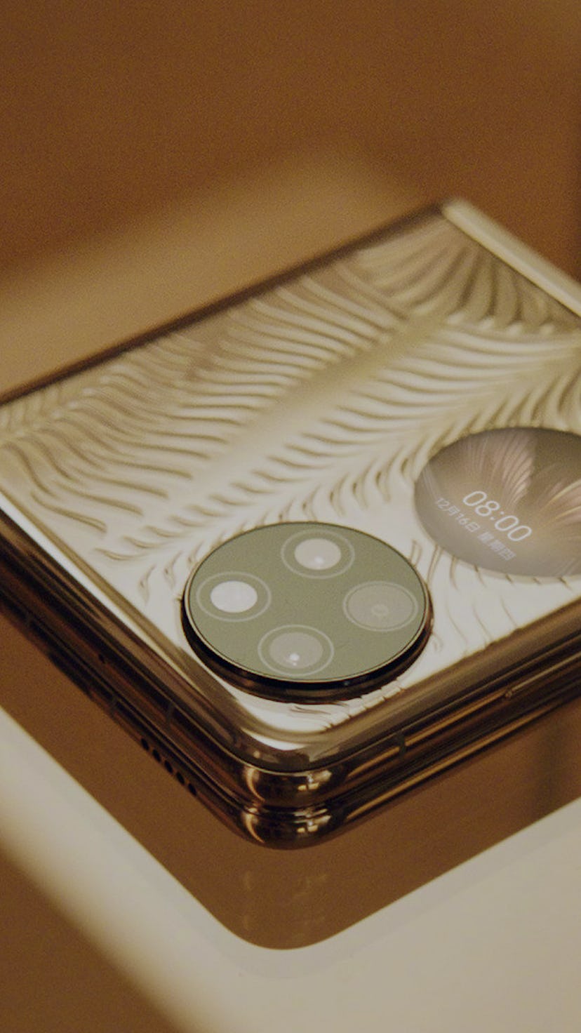 Teaser of Huawei's P50 Pocket foldable phone