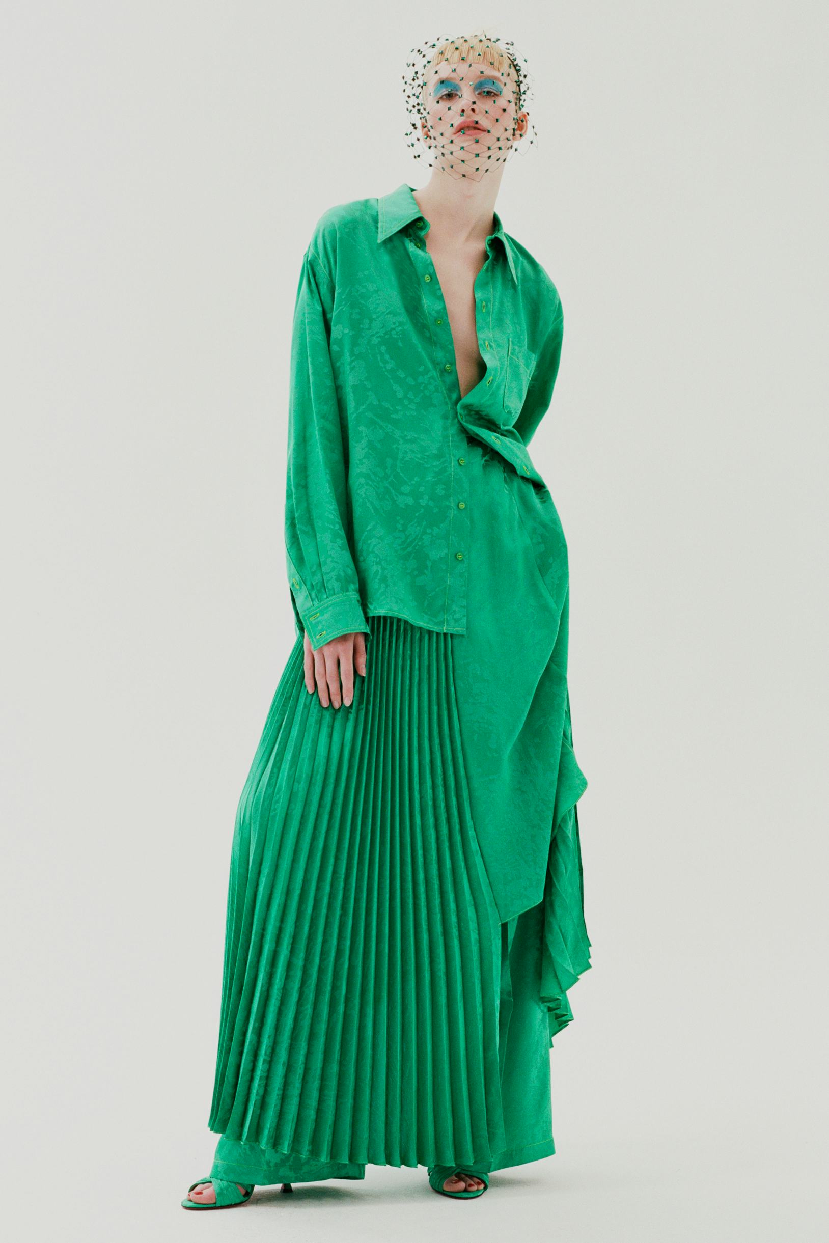 Christopher John Rogers green skirt suit
