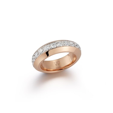 An 18K Rose Gold and White Diamond Angled Band Ring by Walters Faith