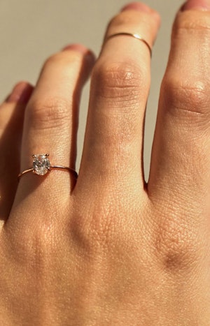 An oval diamond engagement ring by Catbird.